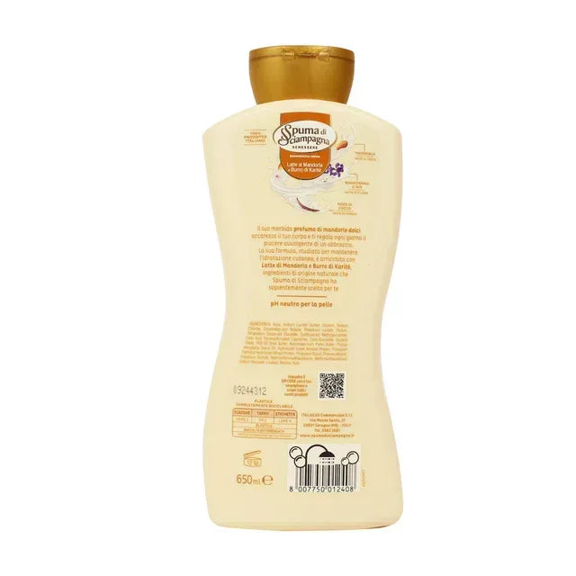 SPUMA DI SCIAMPAGNA BAGNODOCCIA LATTE DI MANDORLA E BURRO DI KARITÉ 650ML - Sing - Stock In Galleria