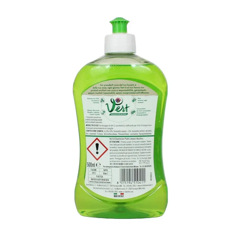 CHANTE CLAIR VERT ECODETERGENTE PIATTI LIMONE BASILICO 500ML - Sing - Stock In Galleria