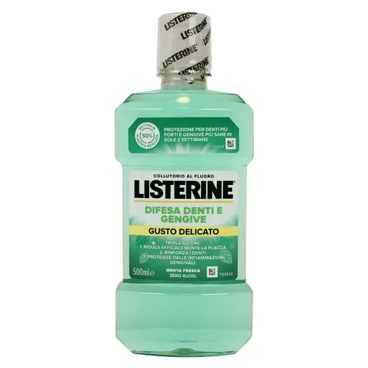 LISTERINE COLLUTTORIO DIFESA DENTI E GENGIVE ZERO ALCOL 500ML - Sing - Stock In Galleria