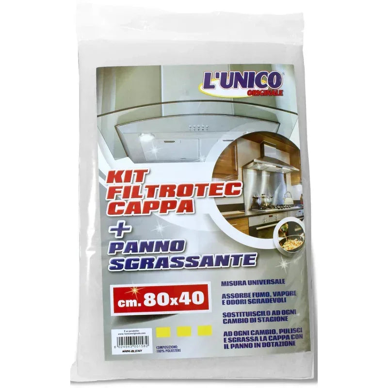 L'UNICO KIT FIKTRO CAPPA CON PANNO SGRASSATORE 80x40CM - Sing - Stock In Galleria