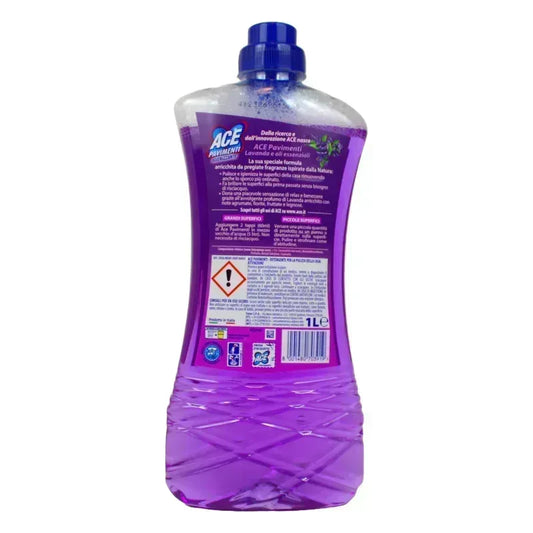 ACE - DETERSIVO PAVIMENTI IGIENIZZANTE LAVANDA E OLI ESSENZIALI 1LT - Sing - Stock In Galleria