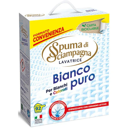 SPUMA DI SCIAMPAGNA DETERSIVO LAVATRICE BIANCO PURO 92 LAVAGGI 4,6KG - Sing - Stock In Galleria