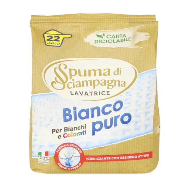 SPUMA DI SCIAMPAGNA DETERSIVO LAVATRICE BIANCO PURO 22 MISURINI 1,1KG - Sing - Stock In Galleria