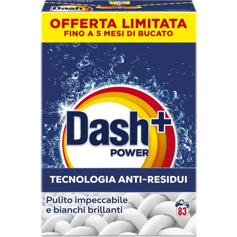 DASH POWER+ DETERSIVO LAVATRICE IN POLVERE TECNOLOGIA ANTI-RESIDUI 83 MISURINI 4,15KG - Sing - Stock In Galleria