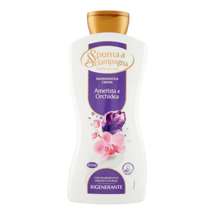 SPUMA DI SCIAMPAGNA BAGNODOCCIA RIGENERANTE ORCHIDEA E AMETISTA 650ml - Sing - Stock In Galleria