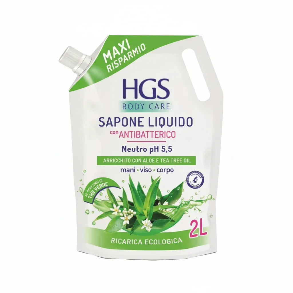 HGS BODY CARE SAPONE LIQUIDO ANTIBATTERICO PH 5.5 ALOE & THE VERDE 2L - Sing - Stock In Galleria