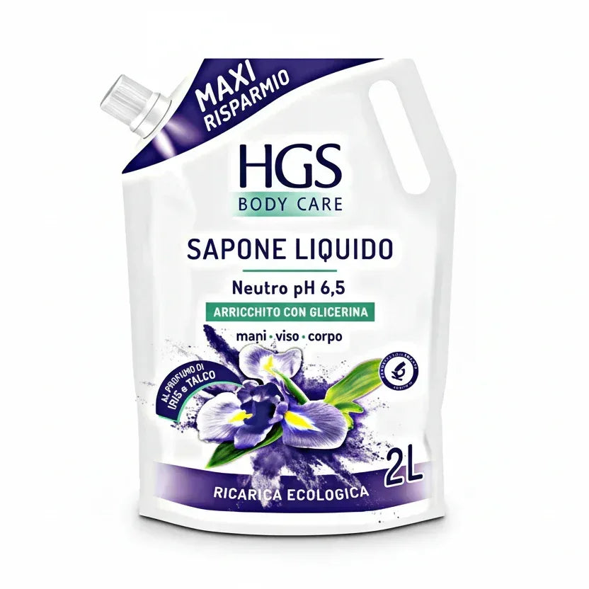 HGS BODY CARE SAPONE LIQUIDO TALCO E IRIS PH 5.5 2L - Sing - Stock In Galleria