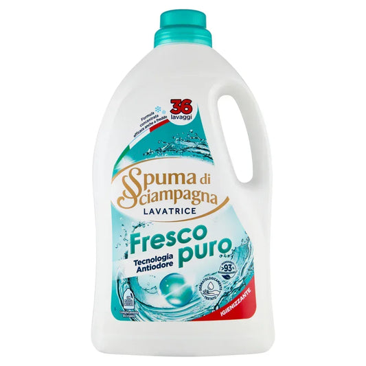 SPUMA DI SCIAMPAGNA DETERSIVO LAVATRICE FRESCO ANTIODORE IGIENIZZANTE 36 LAVAGGI 1,8L - Sing - Stock In Galleria