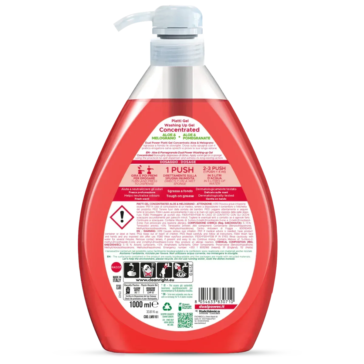 DUALPOWER LAVAPIATTI GEL CON DISPENSER ALOE & MELOGRANO 1LT. - Sing - Stock In Galleria