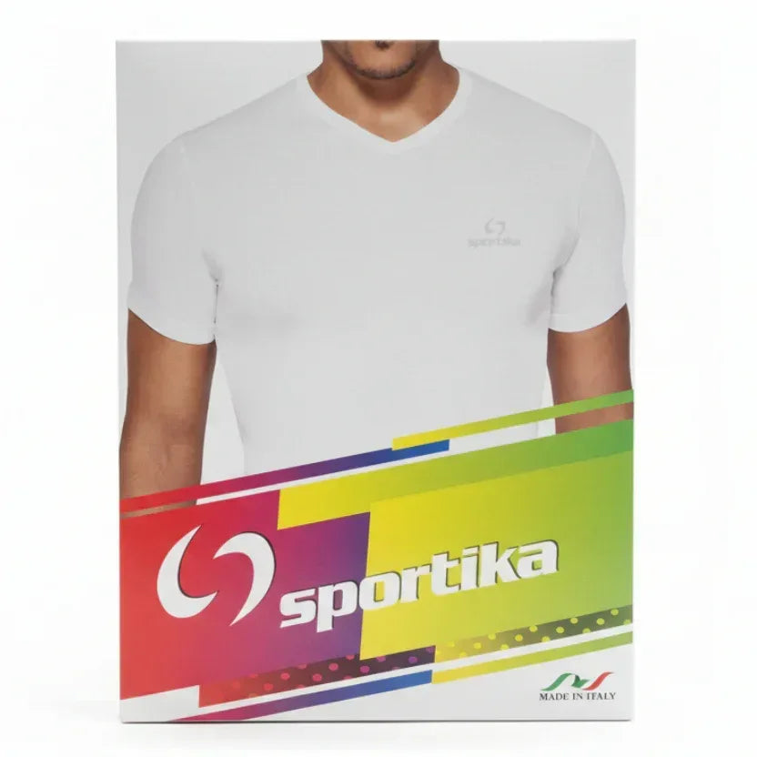 SPORTIKA MAXI SCORTA 12 T-SHIRT UOMO IN 100%COTONE COLLO V - Sing - Stock In Galleria