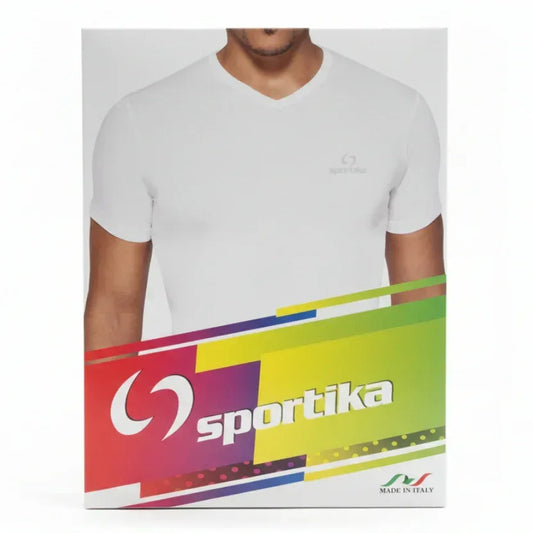 SPORTIKA MAXI SCORTA 12 T-SHIRT UOMO IN 100%COTONE COLLO V - Sing - Stock In Galleria