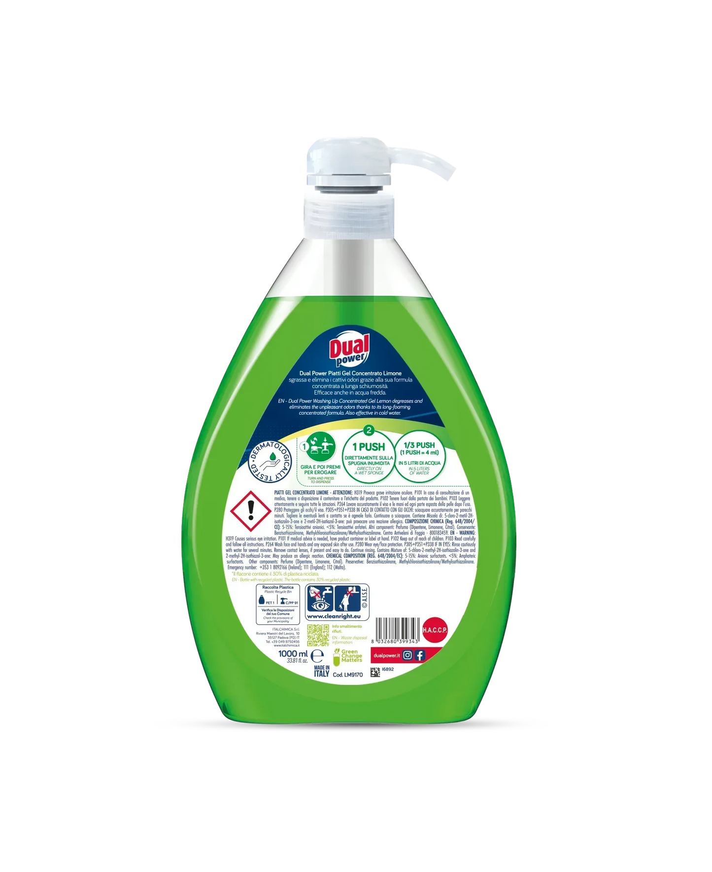 DUALPOWER LAVAPIATTI GEL LIMONE CON DISPENSER 1LT - Sing - Stock In Galleria