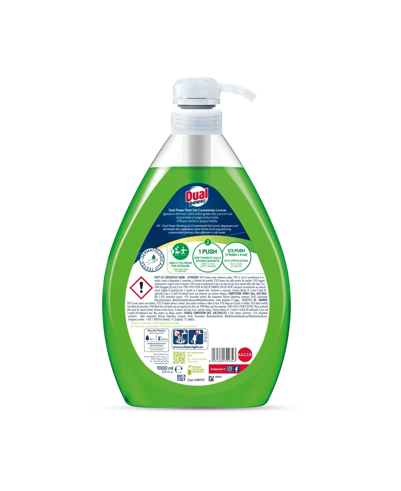 DUALPOWER LAVAPIATTI GEL LIMONE CON DISPENSER 1LT - Sing - Stock In Galleria