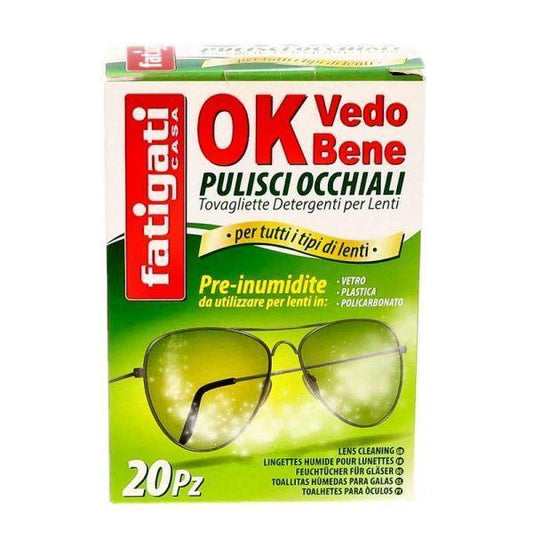 FATIGATI OK VEDO BENE TOVAGLIETTE DETERGENTI PULISCI OCCHIALI PZ.20 - Sing - Stock In Galleria