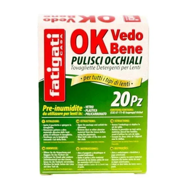 FATIGATI OK VEDO BENE TOVAGLIETTE DETERGENTI PULISCI OCCHIALI PZ.20 - Sing - Stock In Galleria
