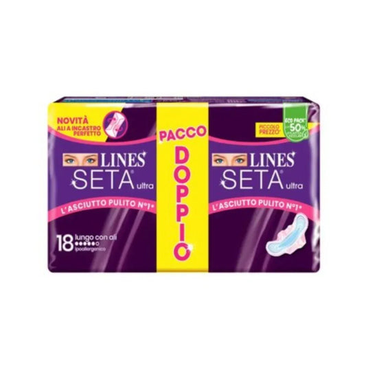 LINES SETA ULTRA LUNGO CON ALI PACCO DOPPIO 18PZ - Sing - Stock In Galleria