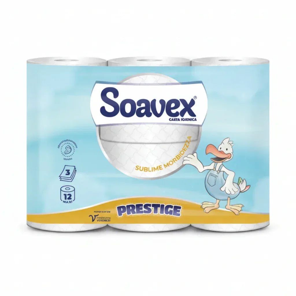 SOAVEX CARTA IGIENICA PRESTIGE 3VELI 12ROTOLI - Sing - Stock In Galleria